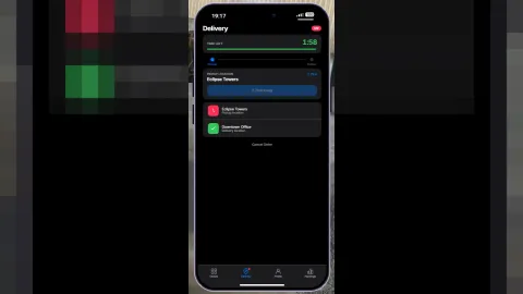 Portis delivery courier app showing live orders on an in-game phone in FiveM — view 2