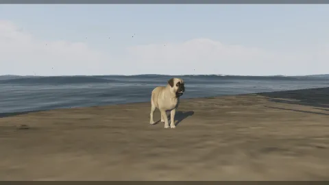 Pug dog ped standing indoors in a FiveM roleplay scene