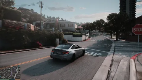 QuantV cinematic preset applying film-graded color to a FiveM scene