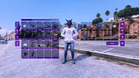 Quasar inventory advanced FiveM interface showing grid slots and weight