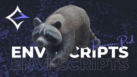 Raccoon ped standing in a forest in FiveM
