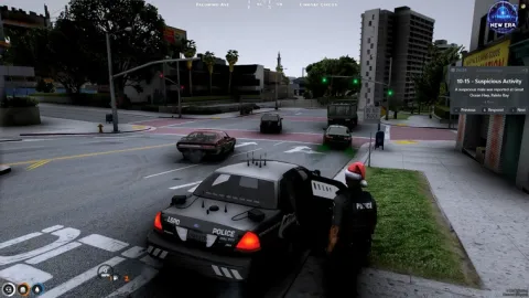 Real Life Traffic realistic vehicle density on a FiveM Los Santos street — view 2
