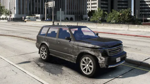 Realistic car dents and scratches shown across a damaged FiveM vehicle panel