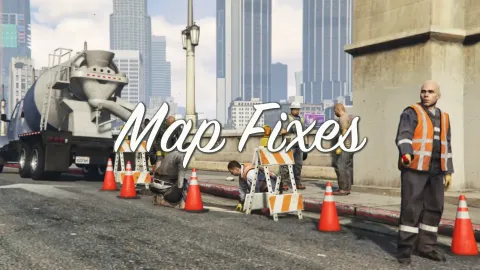 Realistic map fixes repairing texture errors on a FiveM street corner