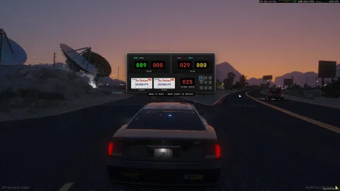 Realistic police radar reading a vehicle speed and plate during a FiveM traffic stop — view 2