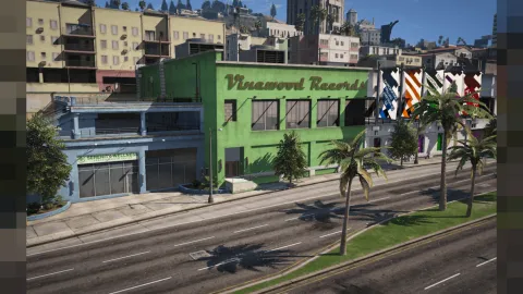 record studio vinewood mlo control room with mixing desk and vocal booth — FiveM MLO