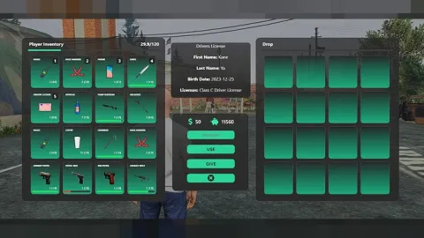Reskinned inventory UI with modern icons and layout in FiveM