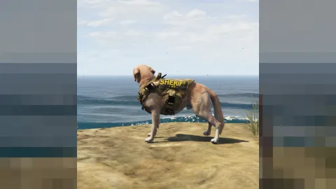 Retriever k9 ped police dog standing beside an officer in FiveM