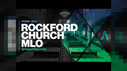 Rockford Church MLO interior with altar, wooden pews and stained glass windows