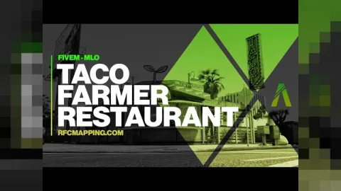 Taco Farmer MLO restaurant interior with kitchen, service counter and dining tables