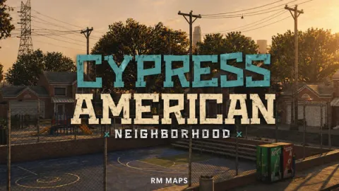 American neighborhood mlo with suburban homes and yards in FiveM Cypress