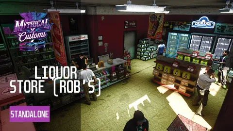 Liquor Store MLO stocked shelves and register counter in FiveM