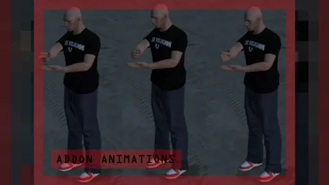 Two players performing rock paper scissors animations on a FiveM street