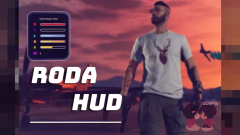 Roda HUD status overlay showing health and vehicle rings in FiveM