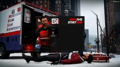 FiveM revive system reviving a downed player as a medic