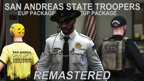 State trooper EUP uniforms and campaign hat on FiveM police officer character