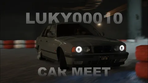 Sandy Car Meet MLO lot with parked cars at night in FiveM