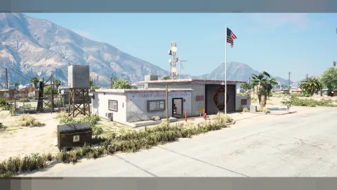 Sandy shores fire department apparatus bays and gear room interior in FiveM