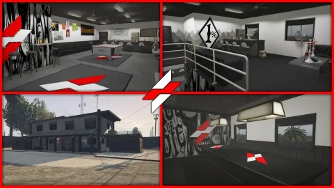 Sandy Shores MC clubhouse interior for FiveM roleplay servers