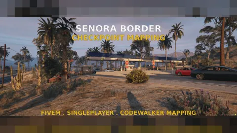 Border checkpoint crossing with booths, barriers and inspection lanes — FiveM MLO