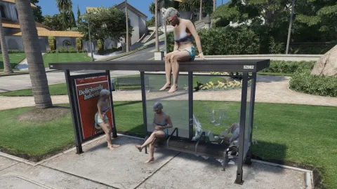 Sit anywhere script letting a player rest on a city bench — view 2