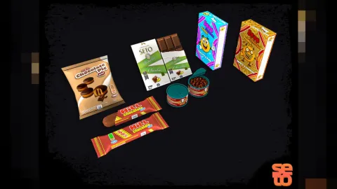 Assorted snack props including chips, candy, and drinks on a shelf — FiveM prop