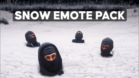 Snow emotes animation performed by a FiveM character in winter