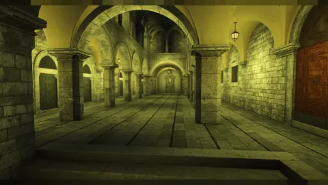Sponza interior ornate palace hall with arched galleries and columns — view 2
