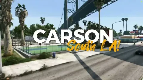 City of Carson MLO street view with urban buildings in FiveM