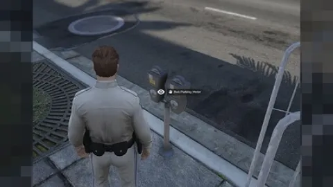 Street robbery script robbing a parking meter in FiveM — view 2