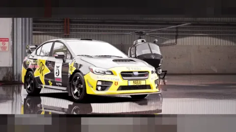 Subaru WRX STI FiveM add-on tuner car with rear wing on the street