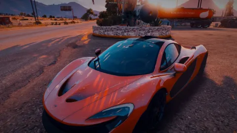 Supreme Reshade preset showing vivid color grading on a FiveM city street — view 2
