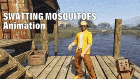 Swatting mosquitoes emote performed by a player outdoors in FiveM