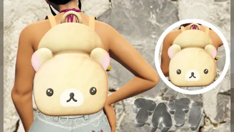 Teddy backpack accessory shown on a FiveM MP character