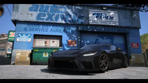2026 Toyota GR GT sports coupe in a FiveM street scene — view 2
