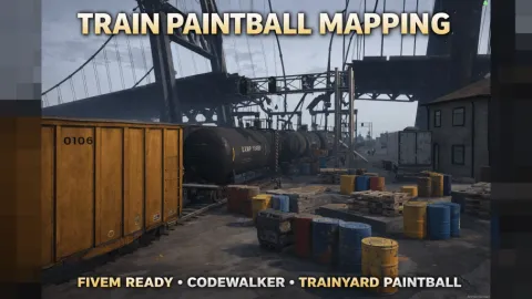 Train paintball map with stacked container cover and lanes — FiveM MLO