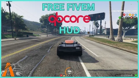 Trew HUD status rings and speedometer interface on a FiveM roleplay server — view 2