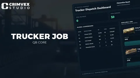 Trucker job script dashboard showing delivery contracts in FiveM