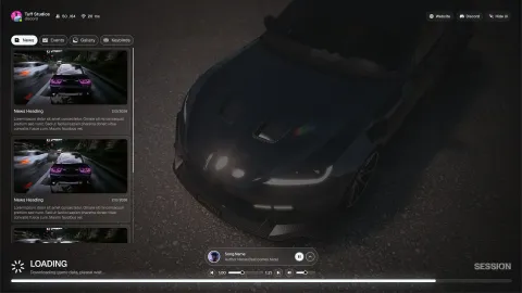 Tuff Loading Screen music player and social links panel