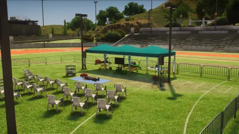 EMS training area with practice scenarios and medical props in FiveM — view 2