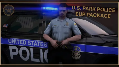 US Park Police EUP uniforms lined up on FiveM officer peds