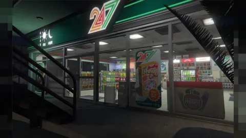 Vinewood Plaza store interior with stocked shelves and counter in FiveM — view 2