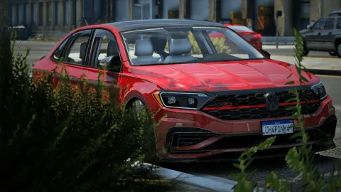 Volkswagen Jetta GLI FiveM add-on car parked on a city street