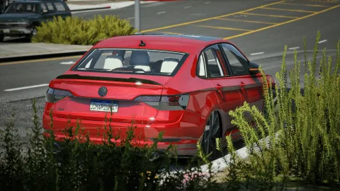 Volkswagen Jetta GLI FiveM add-on car parked on a city street — view 2