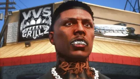 VVS grills diamond teeth shown on a FiveM character