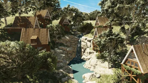 Waterfall chalet MLO luxury retreat beside a waterfall in FiveM