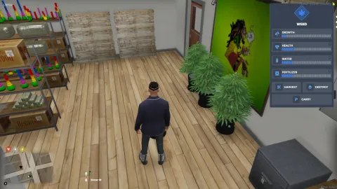 Weed growing system plants at different stages in FiveM — view 2