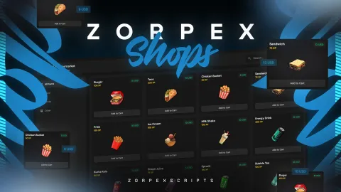 Shops script UI showing purchasable items in a FiveM store